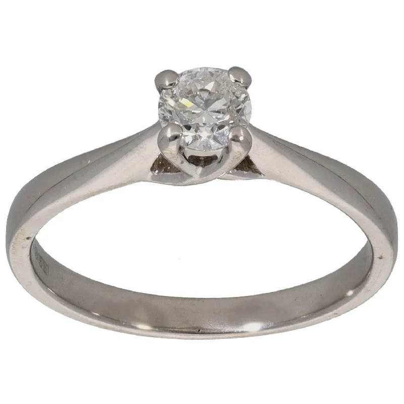 Affordable gold engagement rings for women-18ct White Gold 0.33ct Diamond Solitaire Ring Size K