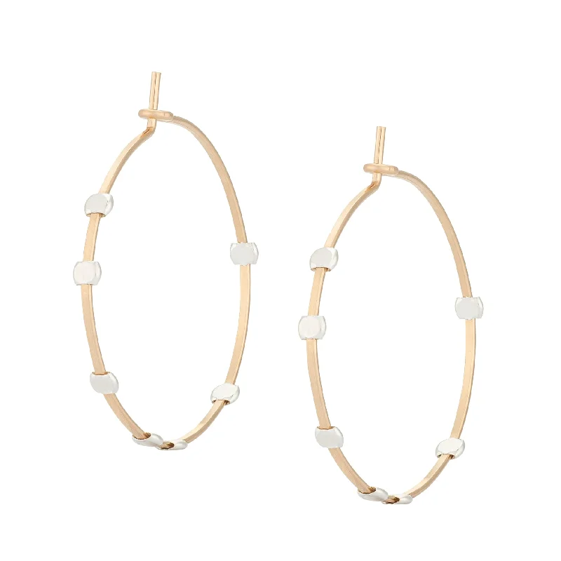 Elegant drop earrings for women-Minimal Cosmos Dotted Hoop - Medium