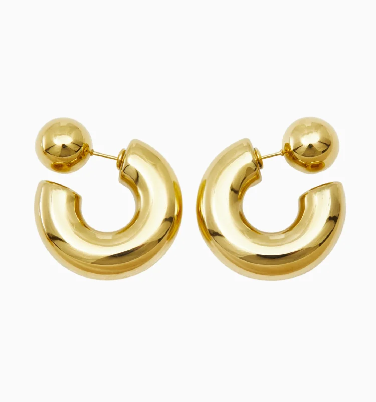 Silver hoop earrings with diamonds for women-Amberly Reversible Hoop Earrings - Sphere