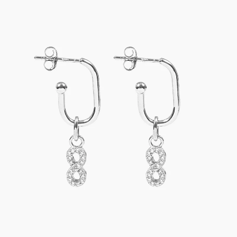 Colored gemstone earrings for women-Roma Infinity CZ Earrings (Silver)