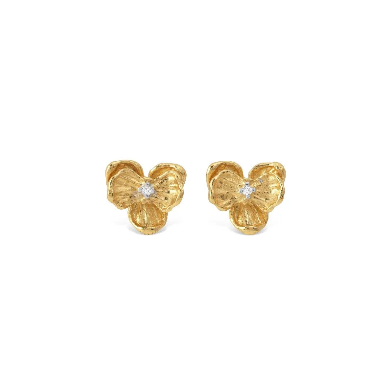 Personalized earrings for women-Orchid 7mm Earring with Diamonds