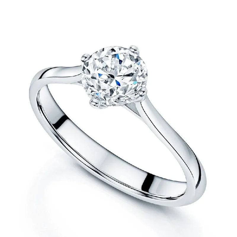 Engagement rings for women with unique stones-Platinum GIA Certificated Round Brilliant Cut Diamond Solitaire Ring