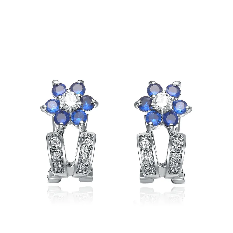 Black diamond earrings for women-Juliette Sapphire Flower Earrings