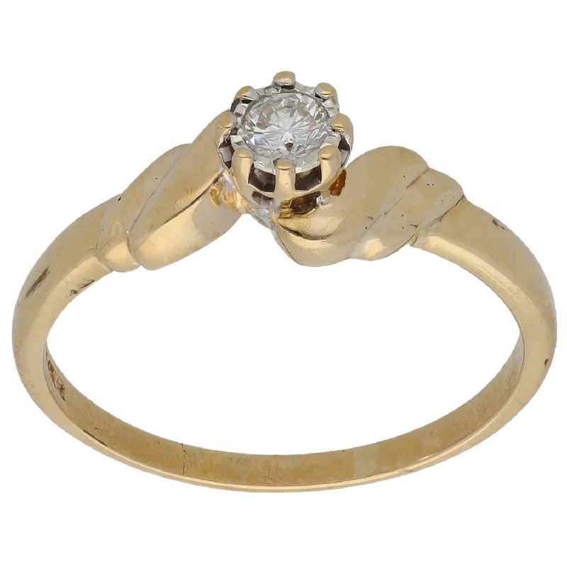 Affordable gold engagement rings for women-9ct Gold 0.15ct Diamond Solitaire Ring Size T