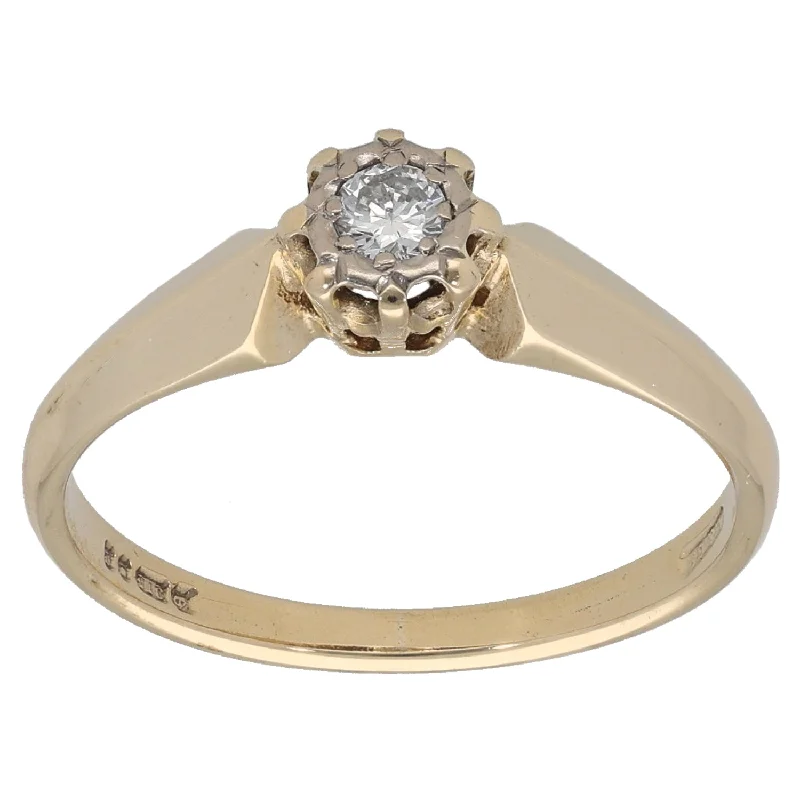 Engagement rings with a twist design for women-9ct Gold 0.07ct Diamond Solitaire Ring Size N