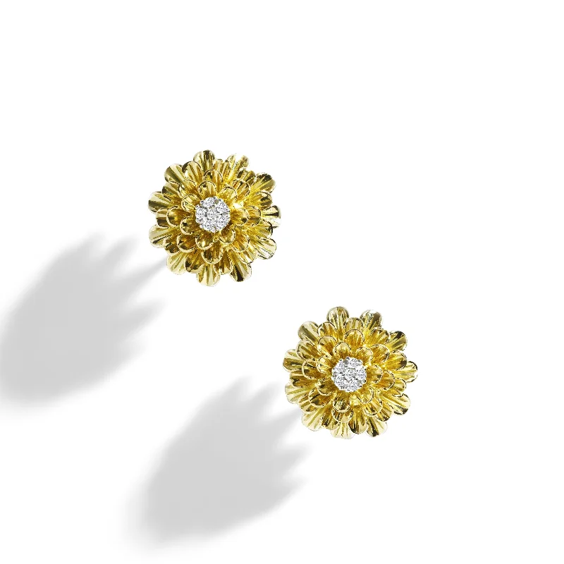 Multi-layer earrings for women-Dandelion Flower Earrings with Diamonds