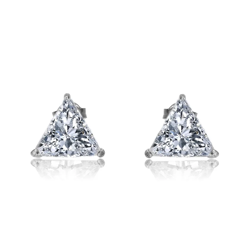 Tassel earrings for women-Cannes 4ctw Lab Created Trillion Triangle Stud Earrings