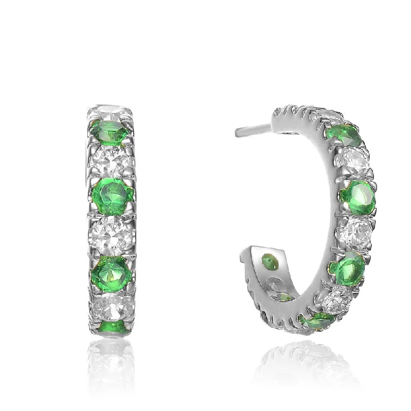 Green gemstone earrings for women-Cléo Midi Colorful Hoop Earrings