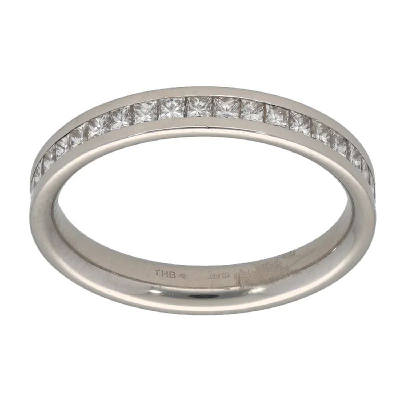 Engagement rings for women with sapphires and diamonds-Platinum 0.72ct Diamond Half Eternity Ring Size M