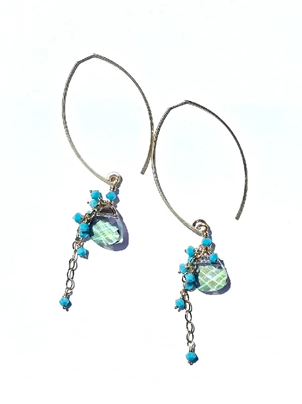 Vintage earrings for women-last call earrings . sparkle on sparkle minis . surf and turquoise