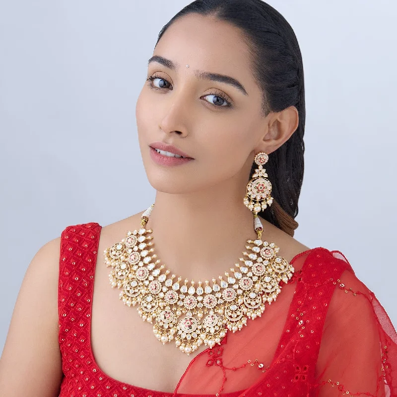 Stackable necklace for women-Kundan Necklace 165877