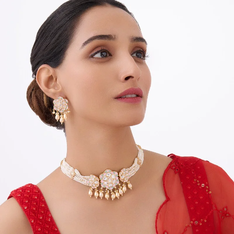 Choker chain necklace for women-Kundan Necklace 164049