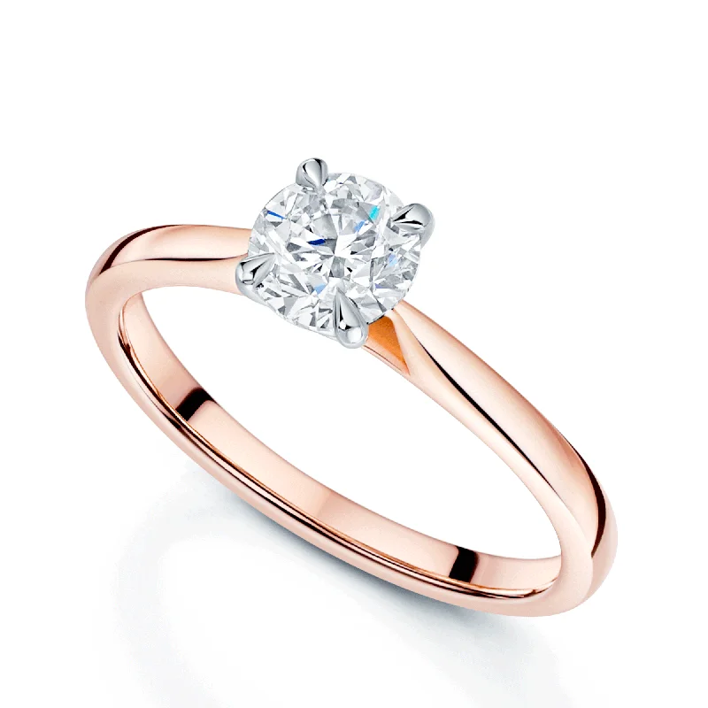 Platinum diamond engagement rings for women-18ct Rose Gold Round Brilliant Cut Diamond Solitaire Ring