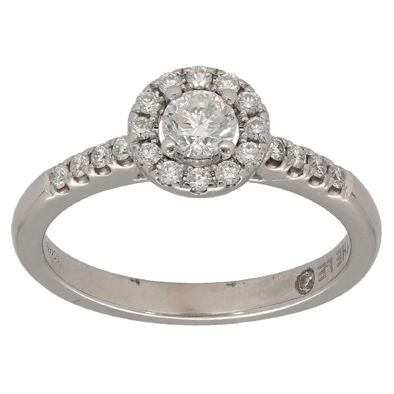 Affordable diamond engagement rings for women-18ct White Gold 0.40ct Diamond Halo Ring Size M