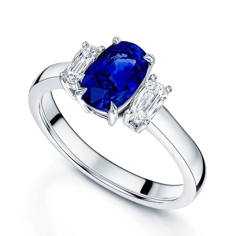 Engagement rings with sapphires for women-18ct White Gold Sapphire & Diamond Dress Ring