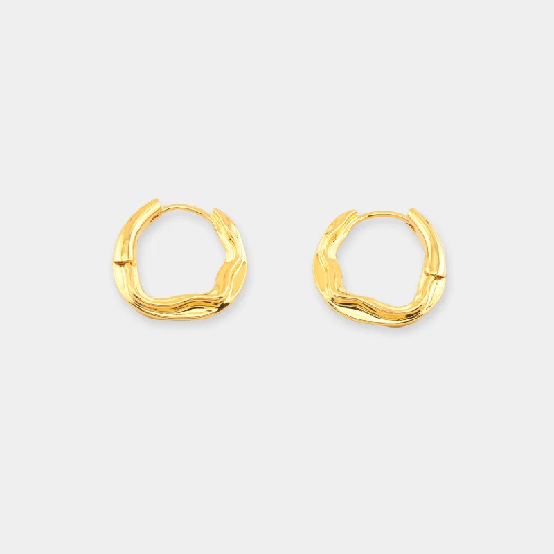 Gold and diamond earrings for women-Churro Hoops - Gold