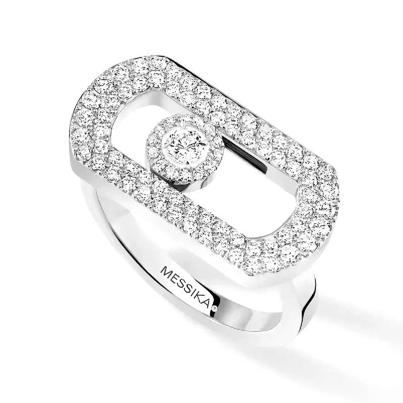 Round diamond engagement rings for women-So Move 18ct White Gold Pave Diamond Set Ring