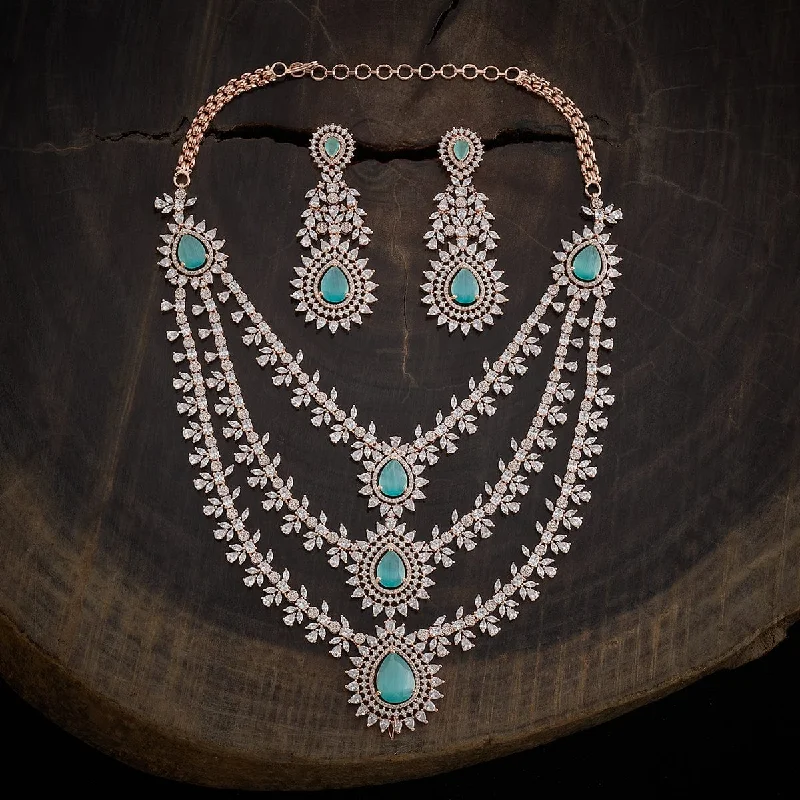 Layered diamond necklace for women-Zircon Necklace 162195