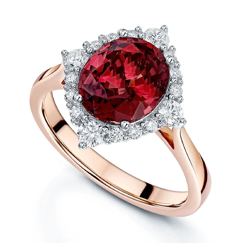 Engagement rings for women with unique diamonds-18ct Rose Gold Spinel And Diamond Cluster Ring