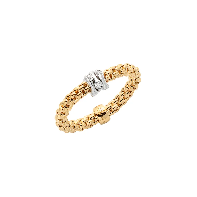 White gold engagement rings for women-Prima 18ct Yellow Gold Ring With Three Diamond Set Rondels