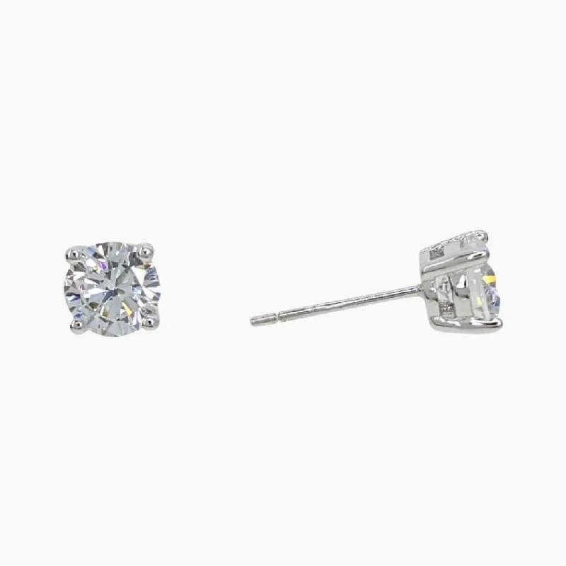 Art deco earrings for women-.75 Carat (each) Brilliant CZ Round Stud Earrings in Sterling Silver