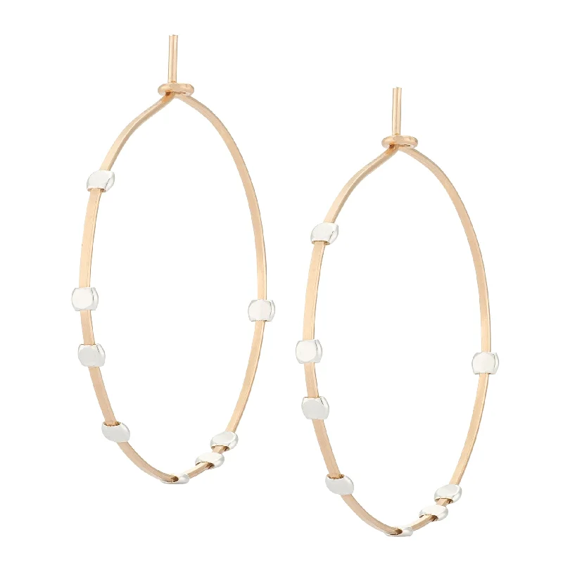 Simple earrings for women-Minimal Cosmos Dotted Hoop - Large