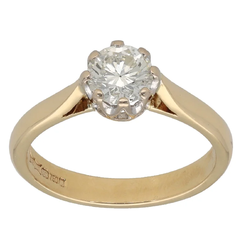 Classic engagement rings for women-18ct Gold 0.74ct Diamond Solitaire Ring Size M