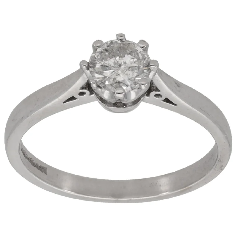 Personalized engagement rings for women-18ct White Gold 0.50ct Diamond Solitaire Ring Size O