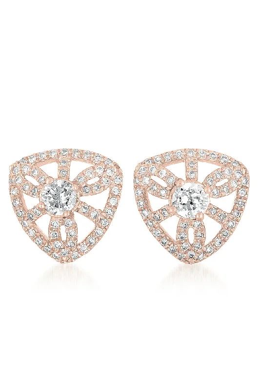 Fashionable stud earrings for women-Isabelle Zirconia Crest Earrings