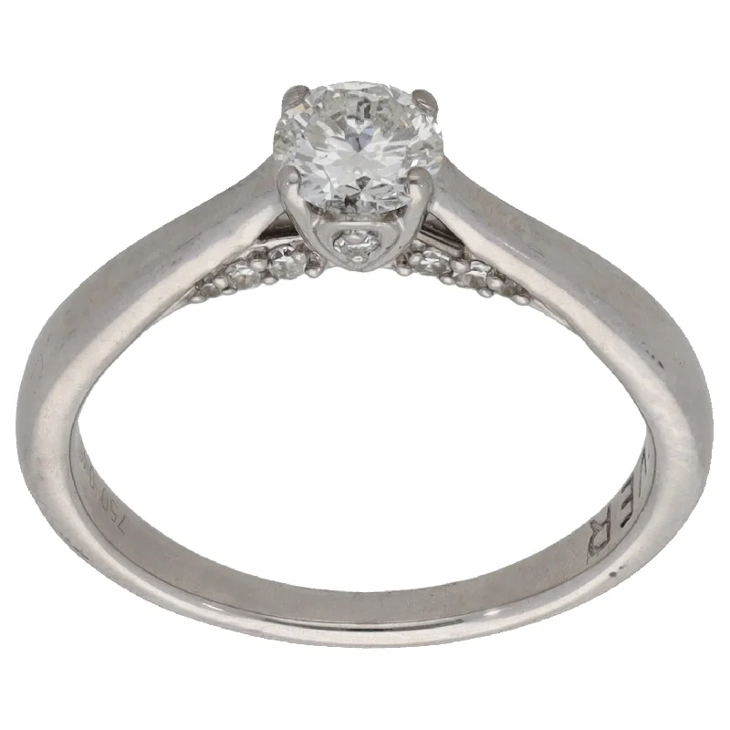 Engagement rings with opals for women-18ct White Gold 0.45ct Diamond Solitaire Ring Size K