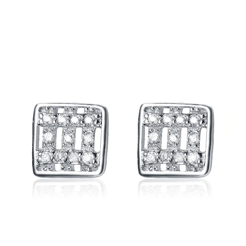 Statement pearl earrings for women-Juliette Square Earrings