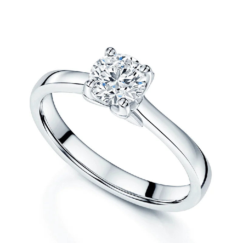 Engagement rings for women with intricate designs-Platinum GIA Certificated Round Brilliant Cut Diamond Solitaire Ring