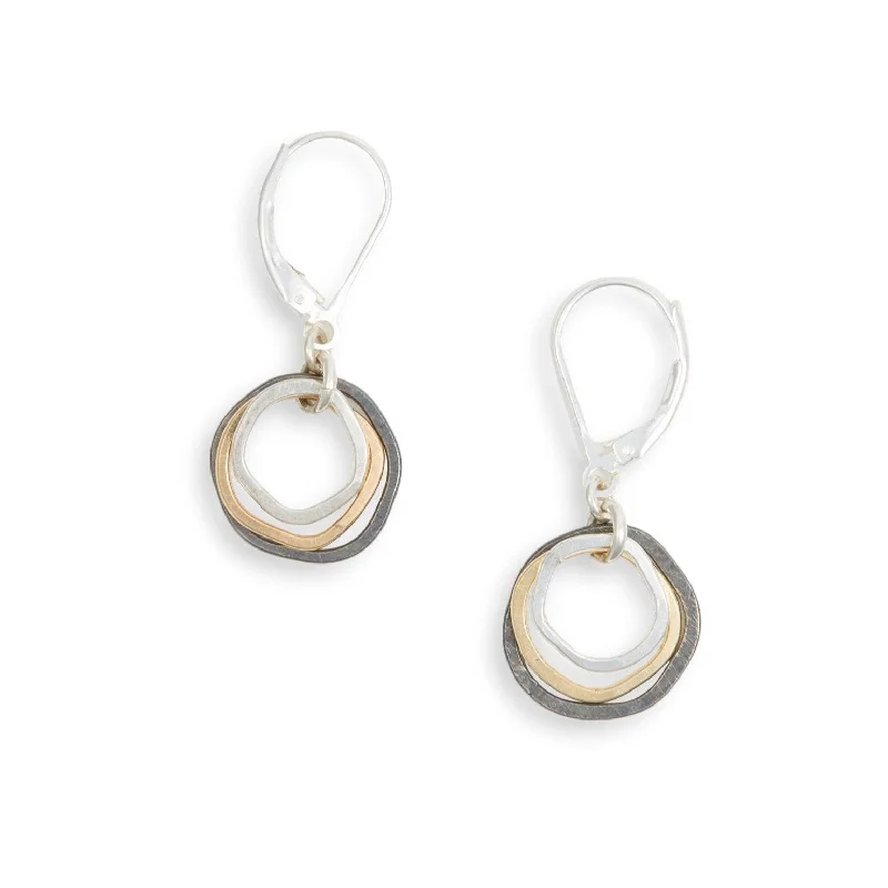 Silver hoop earrings with diamonds for women-mixed mini caldera earrings