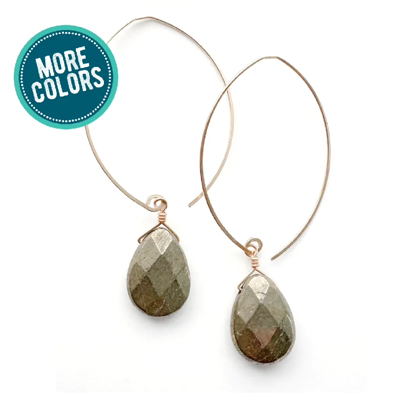 Artistic earrings for women-earrings . long faceted teardrop core