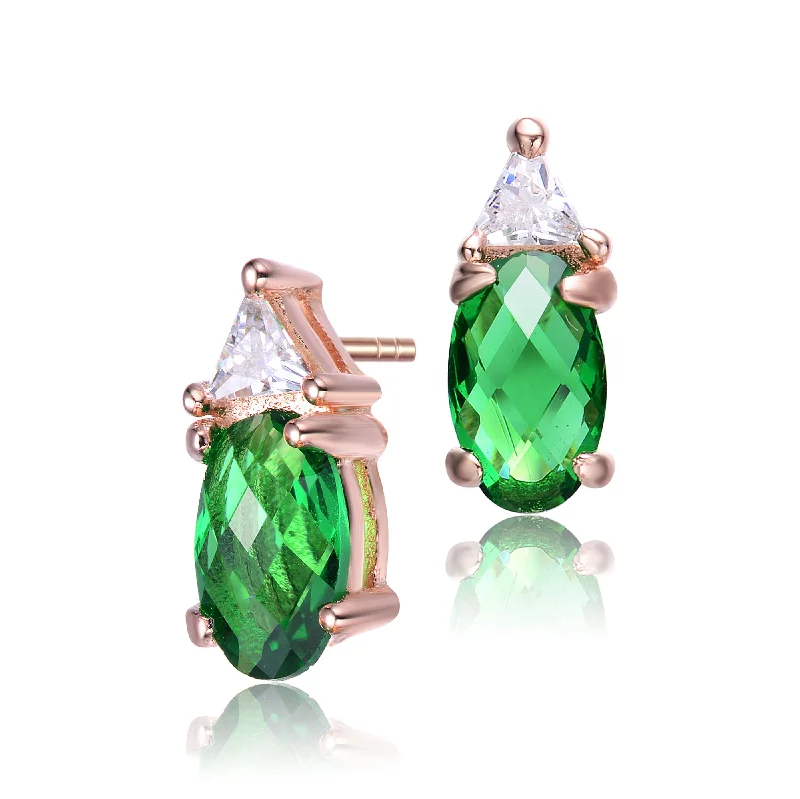 Elegant earrings for women-Champéry Oval Green Retro Earrings