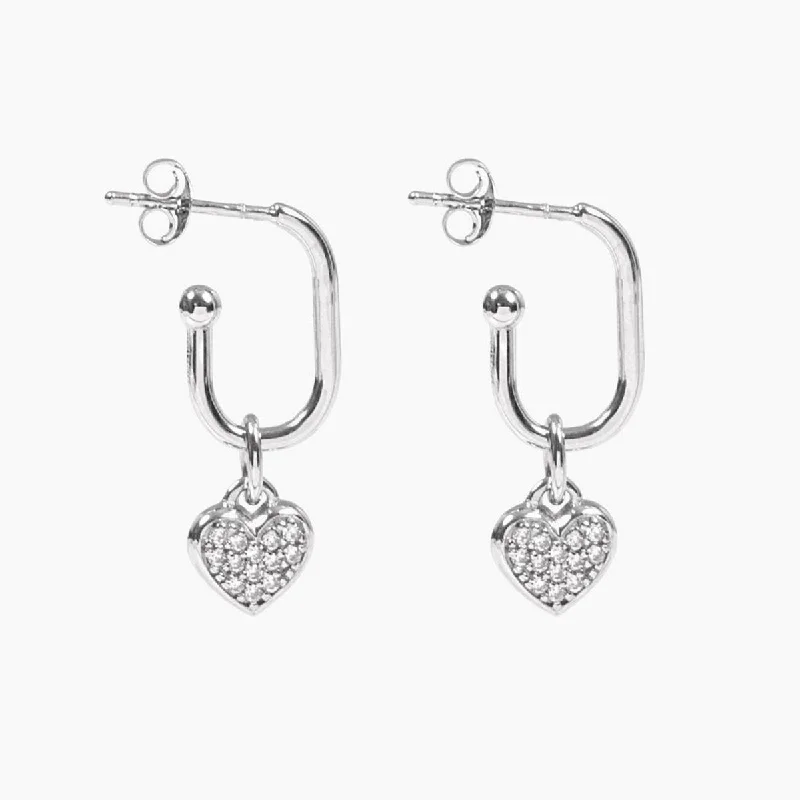 Modern earrings for women-Roma Heart CZ Earrings (Silver)