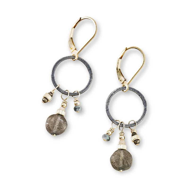 Diamond stud earrings for women-Portico Labradorite and Gold Dangle Earrings