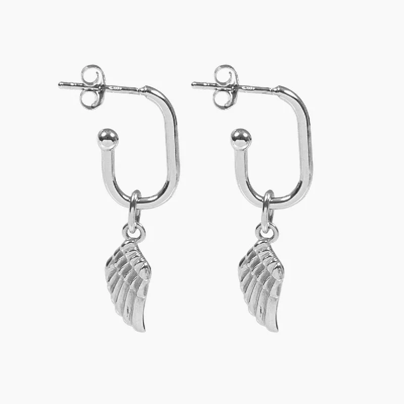 Gold drop earrings for women-Roma Angel Wing Earrings (Silver)