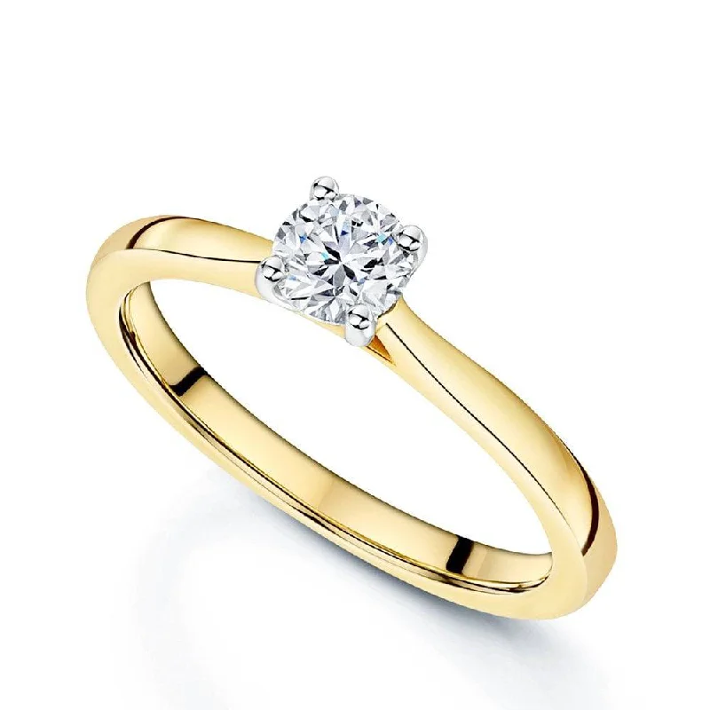 Diamond engagement rings for women-18ct Yellow Gold GIA Certificated 0.40 Carat Round Brilliant Cut Diamond Solitaire Ring