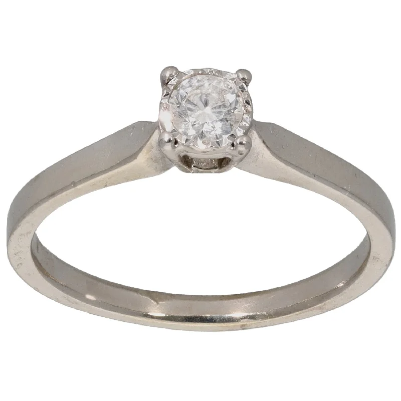 Affordable engagement rings for women-9ct White Gold 0.20ct Diamond Solitaire Ring Size M