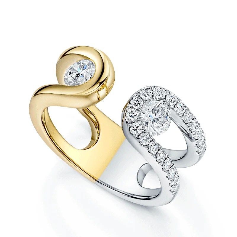 Engagement rings with diamonds and sapphires for women-Verve Collection 18ct Yellow & White Gold GIA Certified Diamond Dress Ring