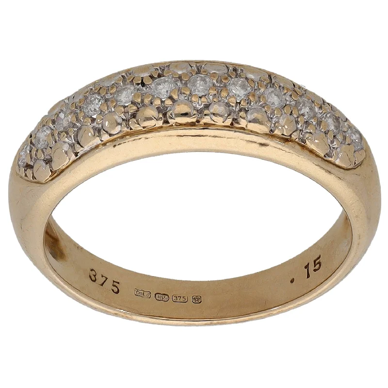 Non-traditional engagement rings for women-9ct Gold 0.15ct Diamond Half Eternity Ring Size M