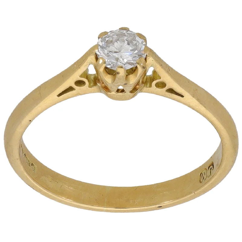 Luxury engagement rings for women-18ct Gold 0.25ct Diamond Solitaire Ring Size K