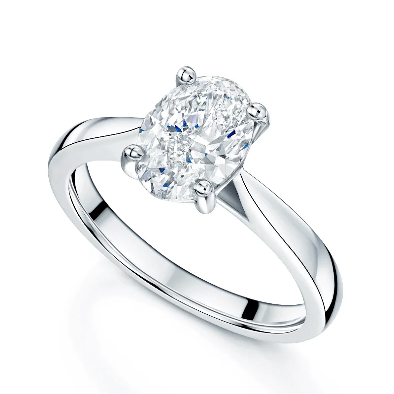 Oval engagement rings for women-Platinum GIA Certificated Oval Cut Diamond Solitaire Ring