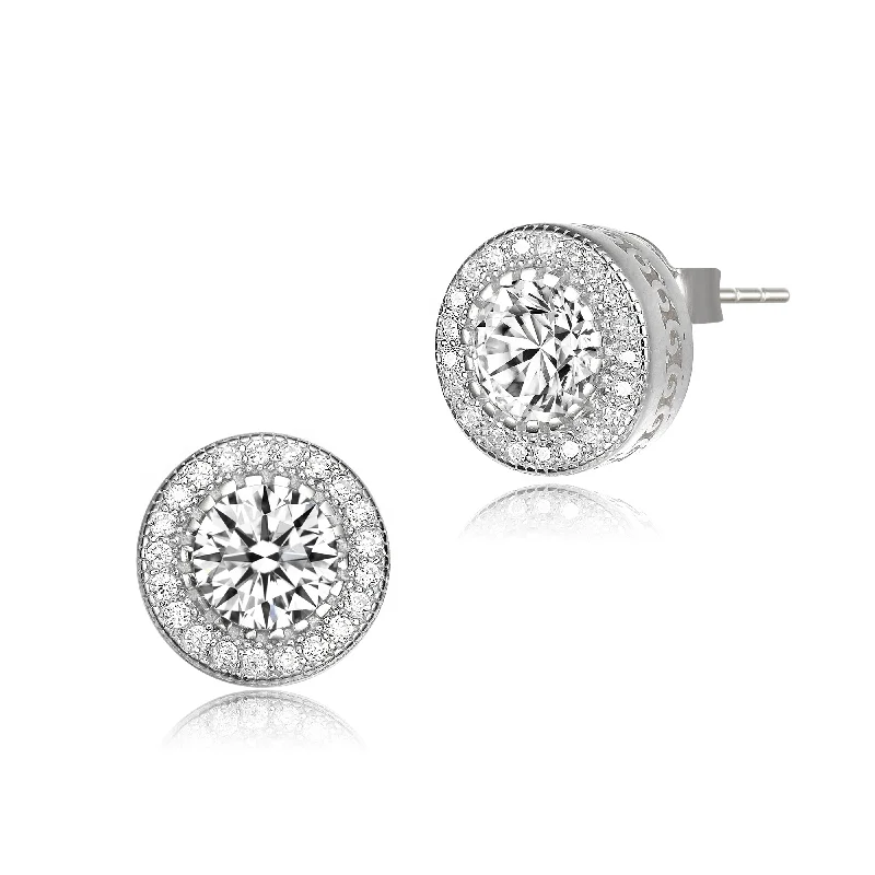 Art deco earrings for women-La Roche Zirconia Round Earrings