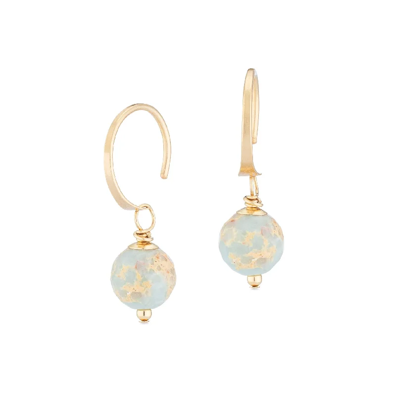 Crystal drop earrings for women-ella huggie hoops with icy blue jasper