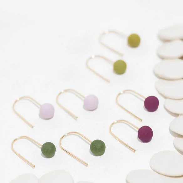 Hoop earrings for women-Gold Dainty Dot Earrings | Winter