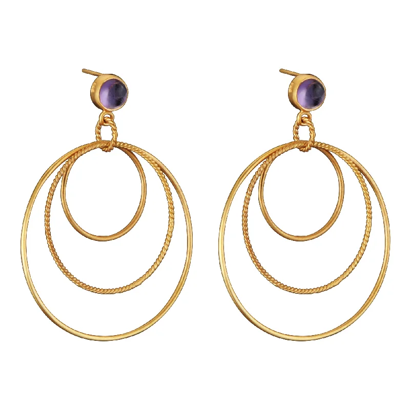 Fashionable earrings for women-Helène Triple Circle Statement Earrings