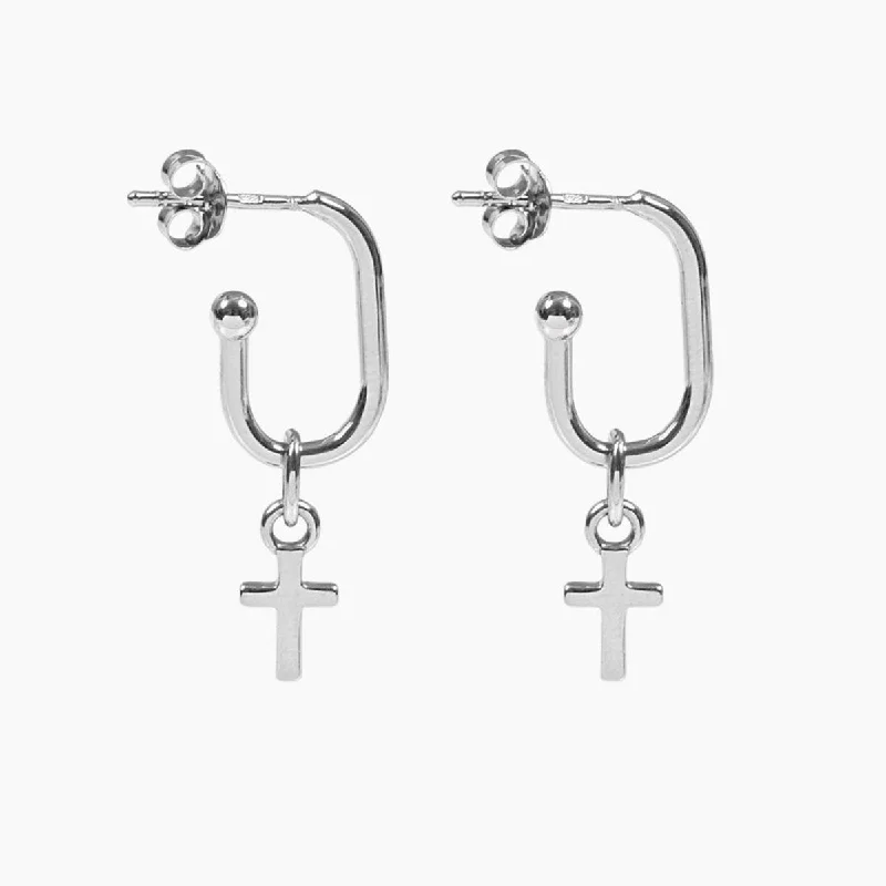 Wedding earrings for women-Roma Cross Earrings (Silver)