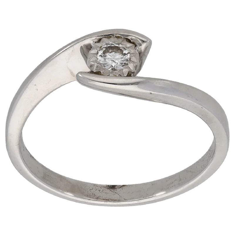 Engagement rings for women with unique diamonds-9ct White Gold 0.10ct Diamond Solitaire Ring Size M